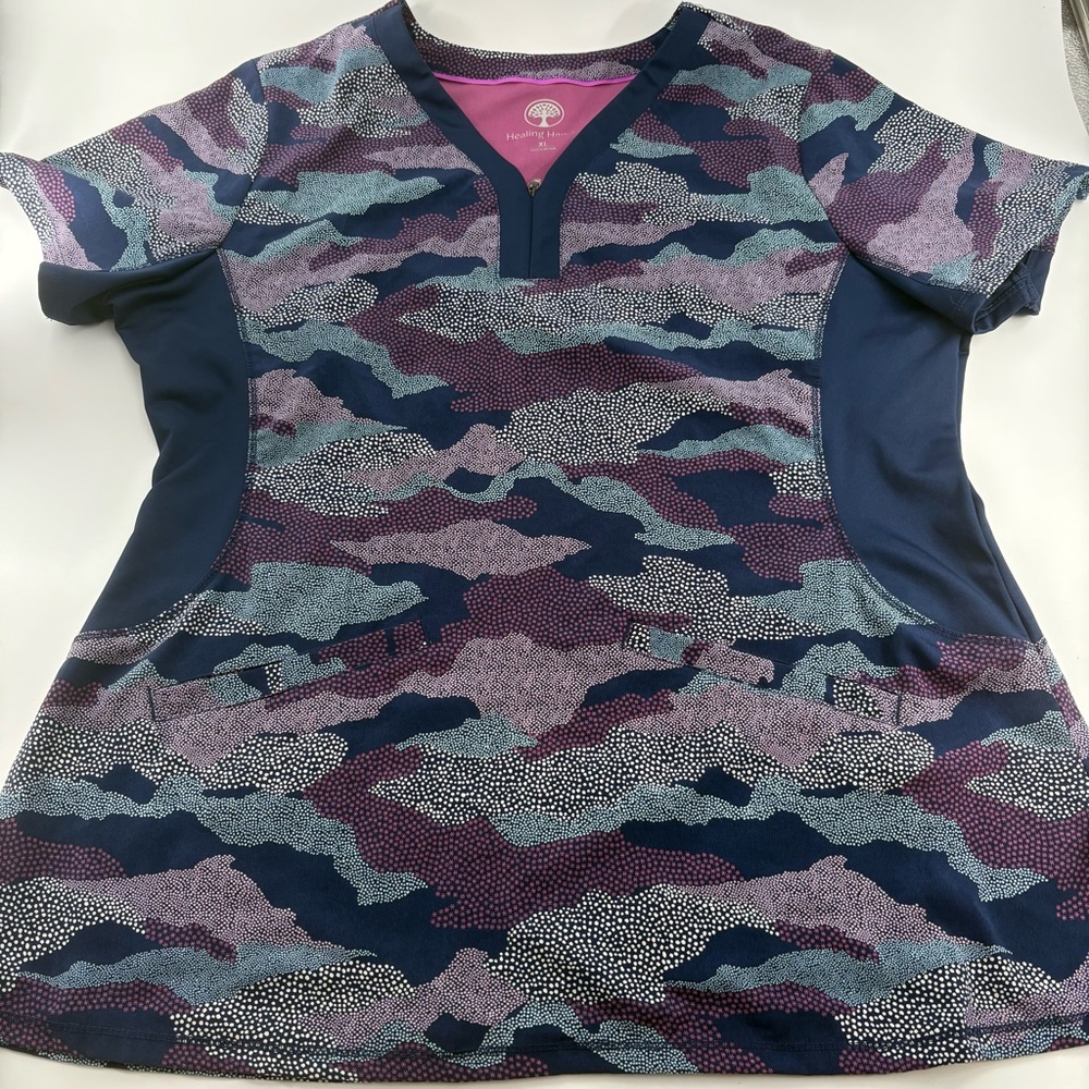 Healing Hands Women’s Camo Printed Scrub Top XL